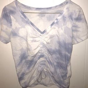 Blue and White tie dye Hollister cinch T-shirt